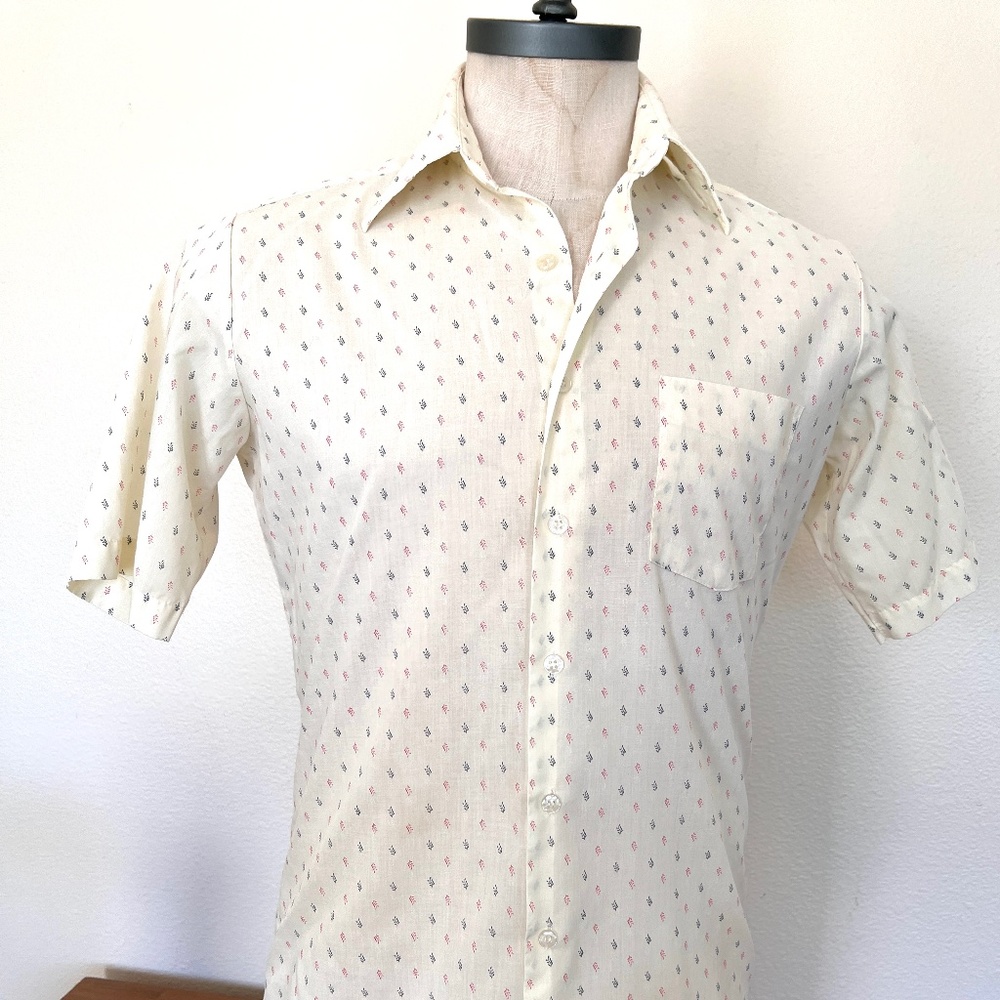 70's Wedgefield - Mens Short Sleeve - Pale Yellow - Size Medium 15-15 1/2